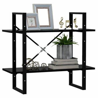 Boekenkast met 2 schappen 80x30x70 cm spaanplaat zwart 3