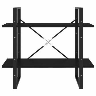 Boekenkast met 2 schappen 80x30x70 cm spaanplaat zwart 4