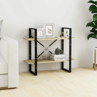 Boekenkast met 2 schappen 80x30x70 cm spaanplaat sonoma eiken 1