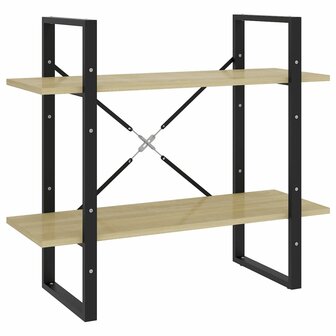 Boekenkast met 2 schappen 80x30x70 cm spaanplaat sonoma eiken 2