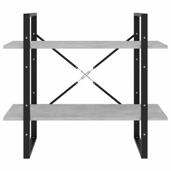 Boekenkast met 2 schappen 80x30x70 cm spaanplaat betongrijs 4