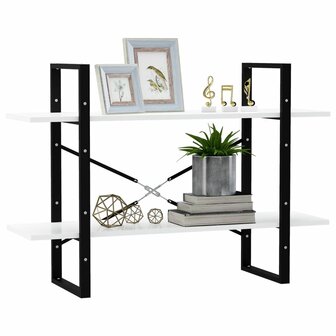 Boekenkast met 2 schappen 100x30x70 cm spaanplaat wit 4