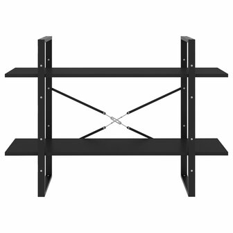 Boekenkast met 2 schappen 100x30x70 cm spaanplaat zwart 5