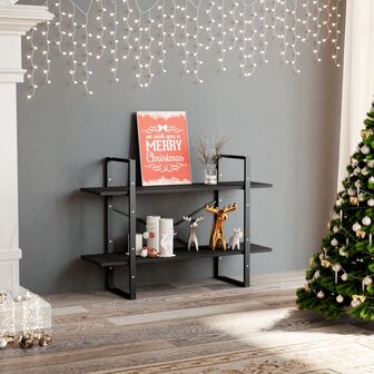 Boekenkast met 2 schappen 100x30x70 cm spaanplaat grijs 1