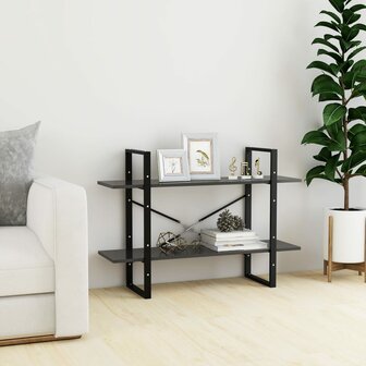 Boekenkast met 2 schappen 100x30x70 cm spaanplaat grijs 3