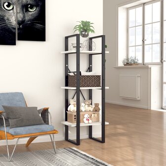 Boekenkast met 3 schappen 40x30x105 cm bewerkt hout wit 3