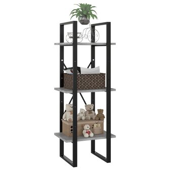 Boekenkast met 3 schappen 40x30x105 cm bewerkt hout betongrijs 4