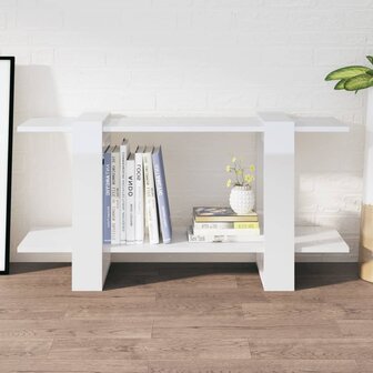 Boekenkast 100x30x51 cm bewerkt hout hoogglans wit 1