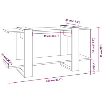 Boekenkast 100x30x51 cm bewerkt hout grijs sonoma eiken 6