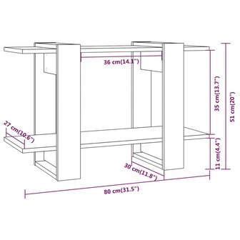 Boekenkast/kamerscherm 80x30x51 cm gerookt eikenkleurig 7