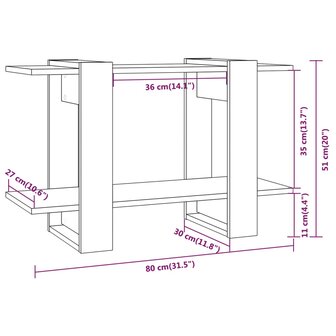 Boekenkast/kamerscherm 80x30x51 cm grijs sonoma eikenkleurig 7