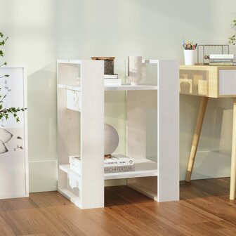 Boekenkast/kamerscherm 41x35x57 cm massief grenenhout wit 1