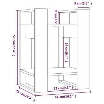 Boekenkast/kamerscherm 41x35x57 cm massief grenenhout grijs 8