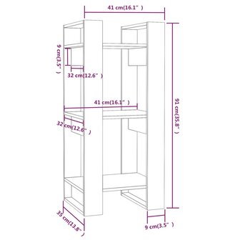 Boekenkast/kamerscherm 41x35x91 cm massief grenenhout 8