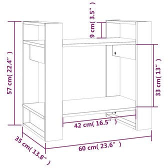 Boekenkast/kamerscherm 60x35x57 cm massief grenenhout 8