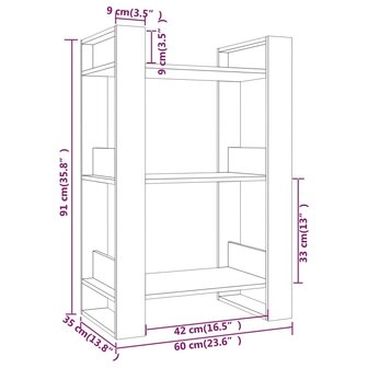 Boekenkast / kamerscherm 60x35x91 cm massief grenenhout 8