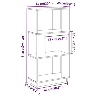 Boekenkast/kamerscherm 51x25x101 cm grenenhout honingbruin 8