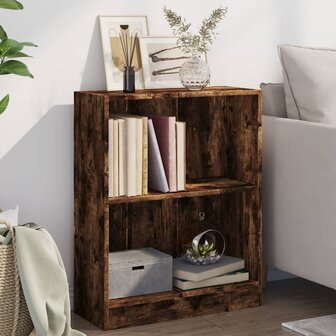 Boekenkast 60x24x76 cm bewerkt hout gerookt eikenkleurig 1