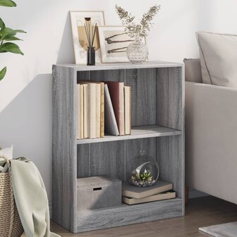 Boekenkast 60x24x76 cm bewerkt hout grijs sonoma eikenkleurig 1