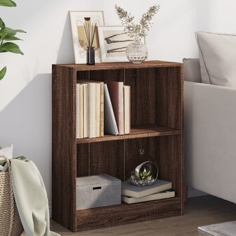 Boekenkast 60x24x76 cm bewerkt hout bruin eikenkleur 1