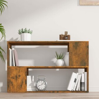Boekenkast 100x24x63 cm bewerkt hout gerookt eikenkleurig 3