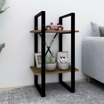 Boekenkast 2-laags 40x30x70 cm bewerkt hout bruin eikenkleur 1