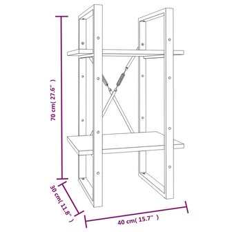 Boekenkast 2-laags 40x30x70 cm bewerkt hout bruin eikenkleur 7