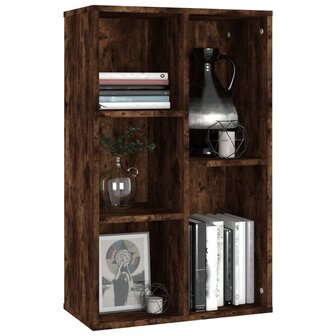 Boekenkast/dressoir 50x25x80 cm bewerkt hout gerookt eikenkleur 4