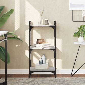 Boekenkast 3-laags 40x30x86 cm bewerkt hout grijs sonoma 1
