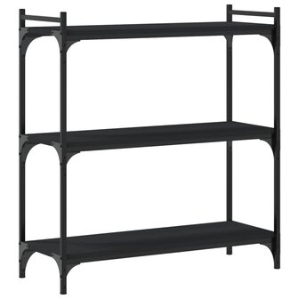Boekenkast 3-laags 80x30x86 cm bewerkt hout zwart 2