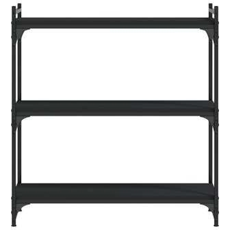 Boekenkast 3-laags 80x30x86 cm bewerkt hout zwart 4