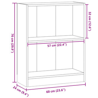 Boekenkast 60x24x76 cm bewerkt hout oud houtkleurig 9