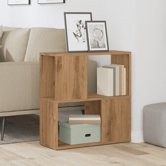 Boekenkast 60x24x63 cm bewerkt hout artisanaal eikenkleur 3