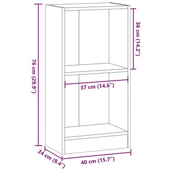 Boekenkast 40x24x76 cm bewerkt hout grijs sonoma eikenkleurig 9