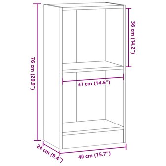 Boekenkast 40x24x76 cm bewerkt hout oud houtkleurig 9