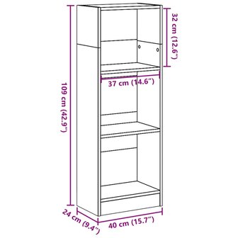 Boekenkast 40x24x109 cm bewerkt hout oud houtkleurig 9