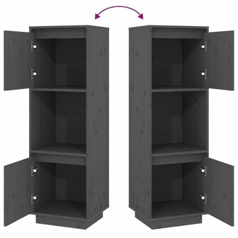 Hoge kast 38x35x117 cm massief grenenhout grijs 7