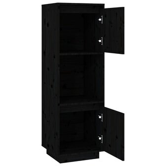 Hoge kast 38x35x117 cm massief grenenhout zwart 4