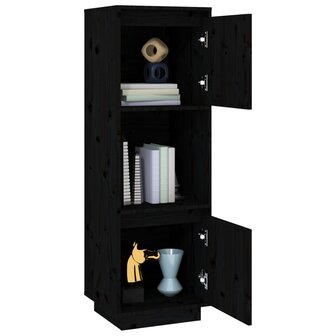 Hoge kast 38x35x117 cm massief grenenhout zwart 9