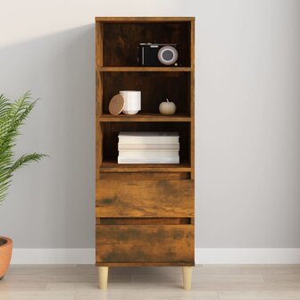 Hoge kast 40x36x110 cm bewerkt hout gerookt eiken 1
