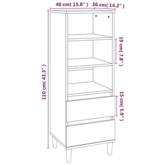 Hoge kast 40x36x110 cm bewerkt hout gerookt eiken 9