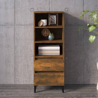 Hoge kast 40x36x110 cm bewerkt hout gerookt eiken 1