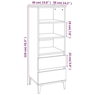 Hoge kast 40x36x110 cm bewerkt hout gerookt eiken 9