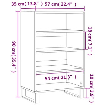 Hoge kast 57x35x90 cm bewerkt hout wit 9