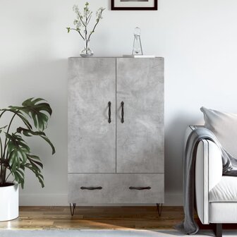 Hoge kast 69,5x31x115 cm bewerkt hout betongrijs 1