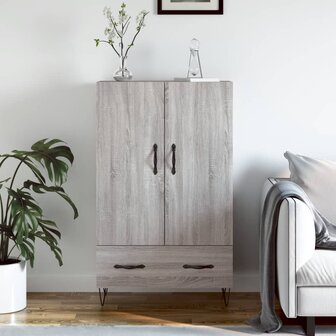 Hoge kast 69,5x31x115 cm bewerkt hout grijs sonoma eikenkleurig 1