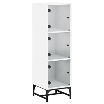 Hoge kast met glazen deuren 35x37x120 cm wit 2