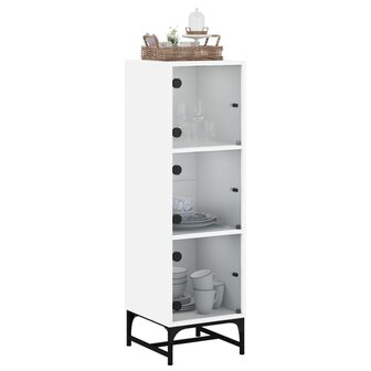 Hoge kast met glazen deuren 35x37x120 cm wit 4