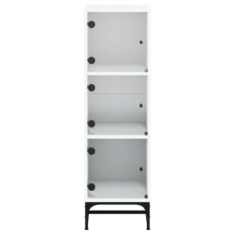 Hoge kast met glazen deuren 35x37x120 cm wit 6