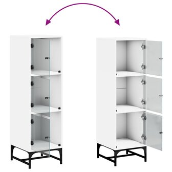 Hoge kast met glazen deuren 35x37x120 cm wit 9